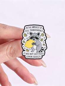 Cute Raccoon Holding Lemon Enamel Pin Funny Cartoon Animal Lemon Star Lapel Badge For Backpack Jacket Decor - Multicolor - View 7