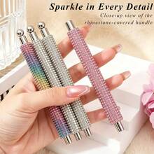 3-In-1 Rhinestone Cat Eye Nail Magnet Stick, Includes Double-Head Nail Magnet Tool, Multifunctional Magnetic Nail Art Tool For Arc Wide, French, Glass Bead Cat Eye Effect, Double-Ended Strong Magnet Nail Rod For DIY Salon Manicure - Multicolor - View 3