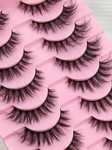 Hinarin 10 Pairs False Eyelashes 13mm Cat Eye Eyelashes 3D Fox Eye Lashes End Eye Elongated Fake Lashes Faux Mink Lashes Natural Look Eyelashes Short Lash Extension Makeup Fake Eyelashes - View 5