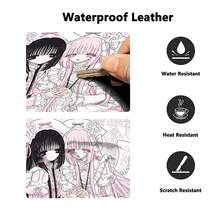 Ins Style Japanese Vintage Leather Mouse Pad Angel Girl Mouse Pad Oversized Computer Mouse Pad Cute Pink Anime Office Leather Desktop Mouse Pad - View 4