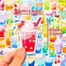 50/100pcs Cute Bubble Tea Stickers, Suitable For Water Bottles, Laptops, Skateboards, Phones, Waterproof Material, Suitable For Teenagers, Adults, Also For School Supplies And Back To School Season - Multicolor - View 3