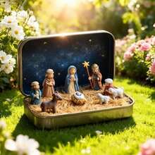 Panini Mini Christmas Nativity Scene Set With Portable Storage Tin, Includes Jesus Figurine, Suitable For Sacred Family Scenes, Handmade Small Christmas Scene Set, Holiday Decor, Gift For Friends, Jesus Christmas Scene Set And Figurine For Christmas Decoration, Resin Small Christmas Scene Figurine And Set, Indoor Christmas Home Decor Gift, Suitable For Desk And Office Use - Random Styles - View 2
