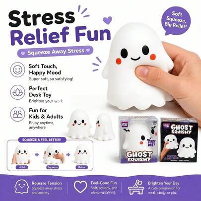 TRANSFORMERS 1pc Explosive Halloween Ghost Pinch Music Cute Decorative Slow Rebound Creative Stress Relieving Toy