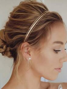 Minimalist Fashion Metal Thin Headband, Suitable For Daily Wear - Gold - View 1