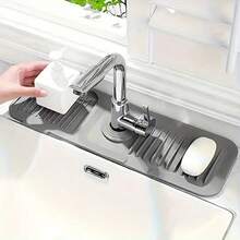 1pc Absorbent Kitchen Faucet Drip Tray, Waterproof Splash Guard Countertop Water Collector, Kitchen Sink & Bathroom Vanity Protector, Multi-Purpose Sponge & Soap Storage Mat, Halloween Home Essential - A - View 6