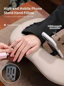 annies Black Nail Art Hand Rest Pillow With Built‑In Magnetic Phone Holder PU Surface Arm Rest Cushion For Manicure Salon Use - Multicolor - View 5