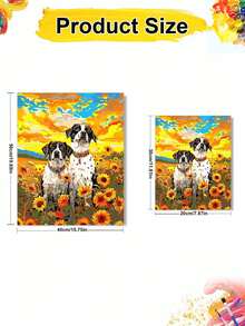 DIY Two Dogs In Vibrant Sunflower Field (Frameless 8x12 / 16x20 Inches) Paint By Numbers Kit (Acrylic) Arts & Crafts For Adult Beginners, Home Wall Decor, And Holiday Gifts For Animal Lovers - Sets - View 3