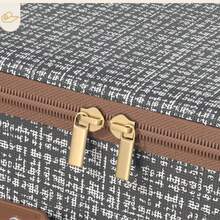 Fabric Storage Box With Lid, Foldable Clothes Organizer Bin With Leather Handles And Zipper, Large Capacity Wardrobe Storage Box For Bedding And Clothing - Brown - View 6