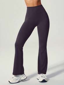 UONNOU Peach Butt-Lifting Flare Leg Jumpsuit, Square Neck Square Neck Backless Yoga Jumpsuit - Purple - View 4
