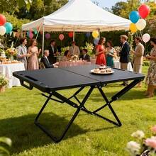 Outdoor Camping Iron Folding Table Portable Foldable Compact Structure With Lamp Holder Storage Bag Perfect For Beach BBQ Tailgate Gathering Hiking Backyard Party Supply - Folding Table - View 9