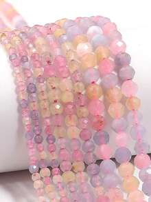 1 Strand 2/3/4mm Morganite Faceted Natural Stone Beads Loose Spacer Beads For Jewelry Making DIY Necklace Bracelet Accessories - Multicolor - View 5