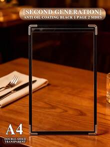 1pc A4 Size Transparent Loose-Leaf Leather Storage Binder, Menu Display Book, Transparent PVC Loose-Leaf Recipe Book, Restaurant Kitchen Menu Holder, School Textbook Protector, Office Document Organizer, Kitchen Storage Accessory, Restaurant Menu Display Folder - Multicolor - View 3