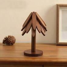1 Set Walnut Wood Tree-Shaped Heat-Insulating Mat Set - Natural Tree-Shaped Heat-Insulating Mat Combination - 5 Wooden Heat-Insulating Mats With 1 Storage Rack, Foldable Kitchen Wooden Heat-Insulating Mat, Suitable For Hot Dishes, Pots, Bowls, Teapots, Etc., With Heat Insulation And Anti-Scalding Functions, Ideal Choice For Pot Mats, Coasters, Clay Pot Mats. Tree-Shaped Design, Home Heat-Resistant Table Mat, High-Quality Coaster, Modern Minimalist Table Mat, Also Suitable As Christmas Gift. - View 13