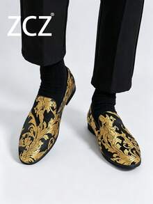 ZCZ Men's Spring/Summer New Pointed Toe Formal Dress Shoes, Casual Embroidered Fashion Loafers, Slip-On - Yellow - View 10