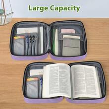 GERMUN Funda para Biblia con Asa Duradera, Estuche de Transporte para Libros, Bolsa de Iglesia para Biblia, Protectora con Bolsillo con Cremallera, Accesorios y Suministros para Biblia, Protector de - Morado - Ver 3