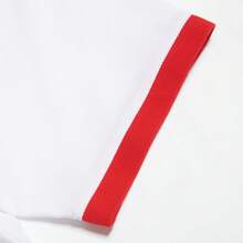 Adidas Áo thun nữ dệt kim cổ polo tay ngắn dáng ngắn thời trang thường ngày mùa xuân/hè JC8685 - Trắng/Đỏ nhạt - Xem 4