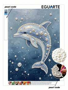 Pearl Painting Adopts Whale Pattern Design Diy Handmade Sticky Diamond Creative Diamond Painting Kit With Tools And Pearl Diamond Bag Suitable For Home, Office Decoration, Gift For Handicraft Lovers, Unframed - A - View 1