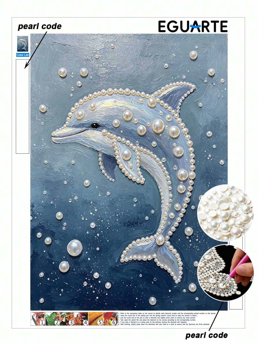 Pearl Painting Adopts Whale Pattern Design Diy Handmade Sticky Diamond Creative Diamond Painting Kit With Tools And Pearl Diamond Bag Suitable For Home, Office Decoration, Gift For Handicraft Lovers, Unframed - A - View 1