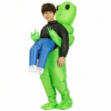 Green Alien Inflatable Monster Kids Halloween Costume Carrying Cosplay - A - View 5
