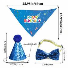 3pcs/6pcs Pet Cat Dog Supplies, Pet Happy Birthday Outfit With Bib & Bow Tie And Cute Birthday Party Hat, Suitable For Small And Medium Pets Cat Dog, Cat Birthday Gift Blue Pink Decoration Set - Pink - View 4
