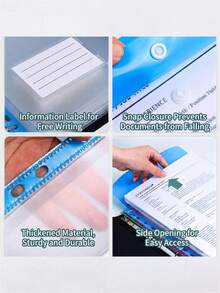 5/10pcs A4 Thickened PP Loose-Leaf Binder Pockets, 11-Hole Punched, Suitable For Loose-Leaf Documents, Color-Coded, Suitable For School, Office, Travel And Home Storage, Each Pocket Can Hold 200 Sheets Of Paper - Multicolor - View 3