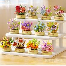 Mini Floral Potted Plant Building Block Set, DIY Eternal Bouquet Miniature Building Block Kit, Artificial Flower Desktop Decor Ornament, Creative Assembly Educational Toy, Suitable As Gift For Women And Girls - Multicolor - View 7
