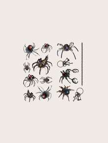 Halloween Temporary Tattoo Stickers, 2 Sheets/Set, Vintage 3D Mechanical Spider Temporary Tattoo, Punk Style Insect Chain Key Pattern, Waterproof Stickers For Halloween Party - Multicolor - View 6