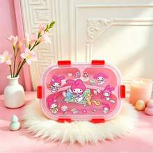 Sanrio 1pc Hello Kitty & My Melody 4-Compartment Odor-Proof Lunch Box - 1750ml Extra Large Capacity Bento Box. Microwave Plastic, Sealed Divided Container, Cute Anime Character Design, Portable Lunch Box Suitable For School, Office, Travel - Sanrio Fan Gift, Student Lunch Box, Leak-Proof Design, Double Layer Container, Birthday Gift, Back To School - Multicolor - View 5