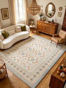 1pc Light Color Bohemian Living Room Rug, Suitable For Kitchen, Dining Room, Bedroom, Room Holiday Decor, Indoor/Outdoor, Office, Lobby, Anti-Slip Doormat, Bathroom Rug, Hallway, Study, Gaming Area - Beige - View 5