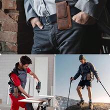Vertical Waist Bag, Black And Brown, Universal For Middle-Aged And Elderly, Multi-Function Card Slots, Phone Pouch, Wearable Belt, Vertical Waist Leather Case - Brown - View 7