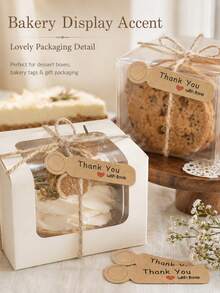 300pcs Vintage Thank You Gift Tags Heart Design Rustic Style Hanging Labels Wedding Birthday Party Favor Packaging Decoration Gift Supplies Set- Without Rope - Multicolor - View 4