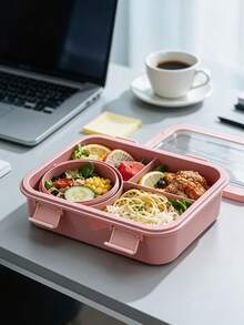 1pc Adult Lunch Box Container, Leak-Proof Stackable Food Storage Box With Utensils, Microwave And Dishwasher , Portable, Suitable For Work, School, Travel And More - Multicolor - View 3
