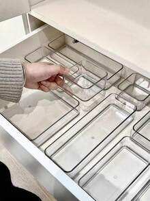 1/2/4/5pcs Transparent Stackable Jewelry Storage Boxes, Drawer Dividers, Clear Visible Dust-Proof, Necklace Bracelet Earring Ring Sorting Storage, Large Capacity Home Jewelry Organizer Tray - Clear - View 5