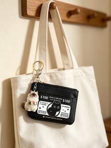Stylish Coin Purse With 2D Cat Charm And Cat Pattern.Card Holder Coin Purse,Minimalist Anti‑Theft Small Purse, Travel Back‑To‑School Daily Accessory - Multicolor - View 3