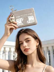 Fashion 2D Cat Pendant Coin Purse, Card Holder Coin Purse, Minimalist Anti-Theft Small Wallet, Travel Back To School Daily Accessory - Multicolor - View 2