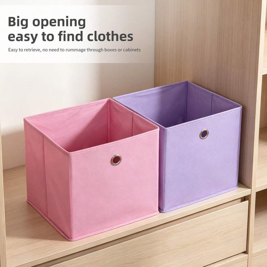 Cube Storage Bin With Oval Handle Non-Woven Foldable Large Capacity Closet Organizer For Clothes Bedding Toys - View 1