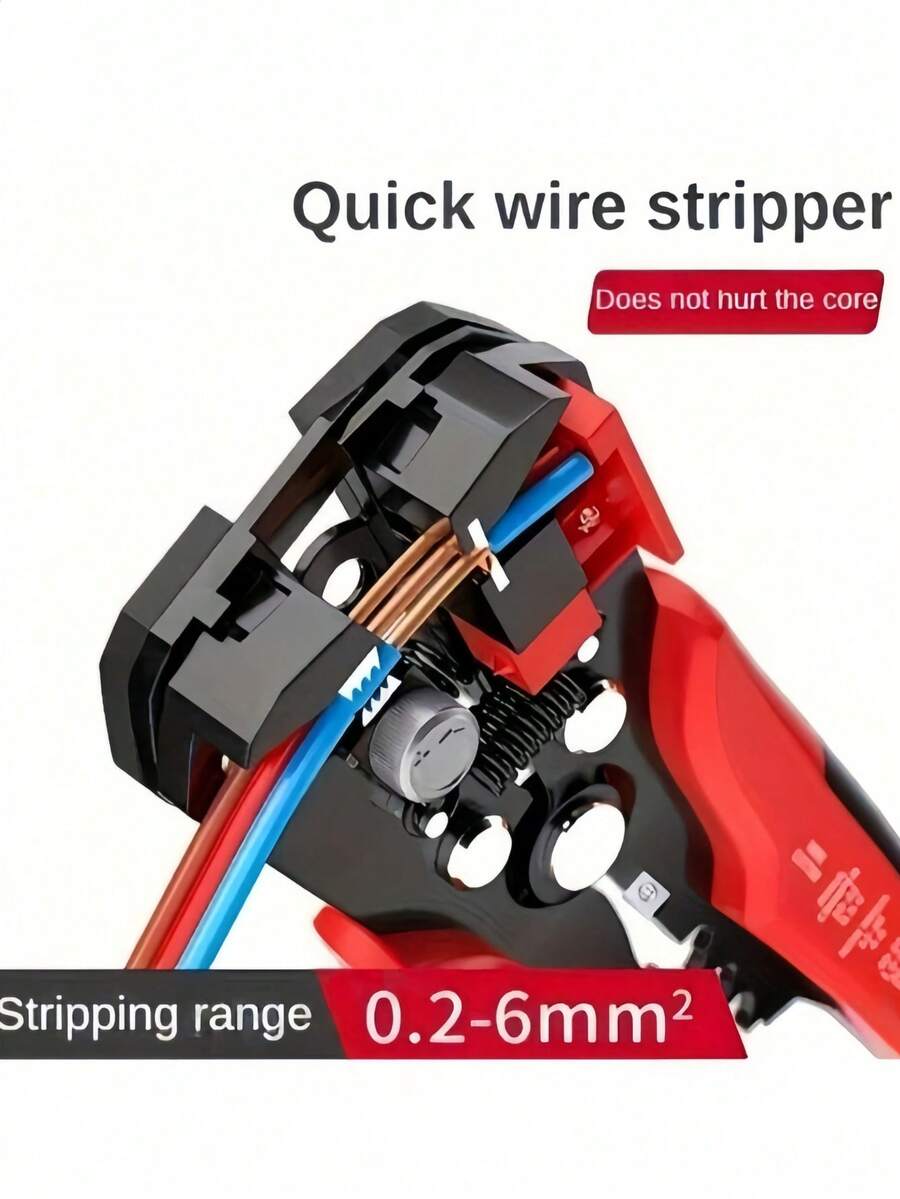 1pc Automatic Wire Stripper, Multi-Function All-In-One Design, Stripping Range 24-10AWG/0.2-6mm², Capable Of Wire Stripping, Crimping, Cable Cutting And Crimping Operations; Suitable For Electrician Home Wiring, Electrical Equipment Maintenance, Automotive Mechanical Repair And Other Scenarios, Convenient Professional Manual Tool