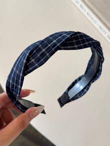 1/3PCS Korean Style Fabric Plaid Headband, Elegant Fashion Cross Wide Headband, Versatile Non-Slip Hair Accessory For Women - Multicolor - View 4