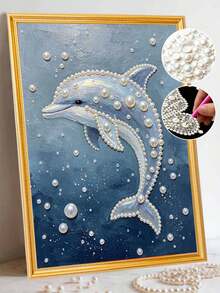 Pearl Painting Adopts Whale Pattern Design Diy Handmade Sticky Diamond Creative Diamond Painting Kit With Tools And Pearl Diamond Bag Suitable For Home, Office Decoration, Gift For Handicraft Lovers, Unframed - A - View 4
