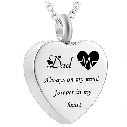 1pc Heart-Shaped Cremation Urn Necklace, Can Store Ashes, Used To Commemorate Deceased Loved Ones, Very Meaningful Keepsake, Accompanies You For A Lifetime, Creative Unique Gift, Memorial Necklace, Halloween Gift.
