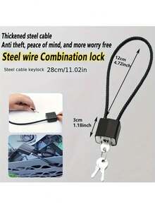 1pc Universal Soft Steel Cable Lock, Helmet Lock, Luggage Lock, Suitable For Dorm, Warehouse, Iron Gate, Gym, Storage Cabinet, Suitcase, Toolbox, Rust-Proof And Waterproof Padlock - Multicolor - View 11