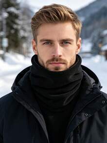 1pc Men's Winter Neck Warmer Hat Outdoor Cycling Scarf Thickened Fleece Warm Face Mask Windproof Dustproof Neck Gaiter - Multicolor - View 6