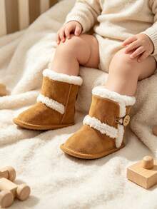 Infant Infant Boys Girls Booties Stay On Slippers Non Slip Soft Gripper Sock Shoes Toddler First Walker Newborn Crib Birthday Shower Gift - Khaki - View 3