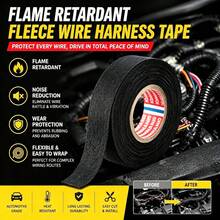 Flocked Wire Harness Tape, Flame Retardant High Temperature Resistant Automotive Wiring Tape, Anti-Vibration Noise Reduction Wear-Resistant Fabric Cable Wrap, Residue-Free Tape, Suitable For Car Engine, Door, Dashboard, Multi-Purpose Home Electronic Wire Protection - Cable Tie Tape 19mm*10m - View 3