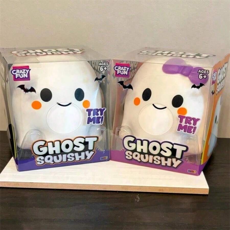 Mainan Hantu Lucu dan Lembut dengan Pita Putih & Ungu (Model Acak) Halloween