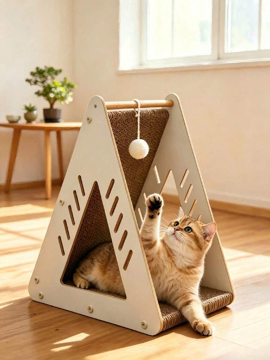Triangular Vertical Cat Scratching Board, Sisal Rope Wear-Resistant No-Shed Cat Claw Board, Cat Toy Cat Claw Sharpener - View 1