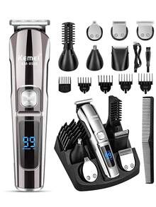 Kemei Set Alat Cukur Rambut Pria 6-in-1, Pemangkas Jenggot, Alat Cukur Listrik Tahan Air, Perlengkapan Perawatan Multifungsi, Cocok untuk Memangkas Rambut Wajah, Jenggot, Tubuh, Telinga, dan Hidung, Sempurna untuk Penggunaan Sehari-hari di Rumah dan Saat Bepergian - Perak - View 11
