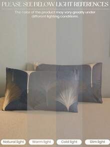 2pcs Set Navy Blue Ginkgo Leaf Pattern Pillowcase, Super Soft & Breathable, No Filling, Machine Washable, Suitable For Dorm, Back To School Season, Etc. - Navy Blue - View 7