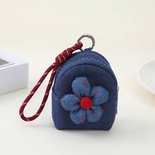 Cute Denim Mini Coin Purse, 3D Flower Decor Zipper Wallet, Portable Keychain Pouch, Small Earphone Storage Bag For Women Girls Gift - Multicolor - View 8