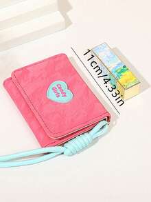 Heart Candy Wallet, Minimalist Lanyard Wallet, Women's Short Trifold Wallet, Perfect Gift Choice - Multicolor - View 3
